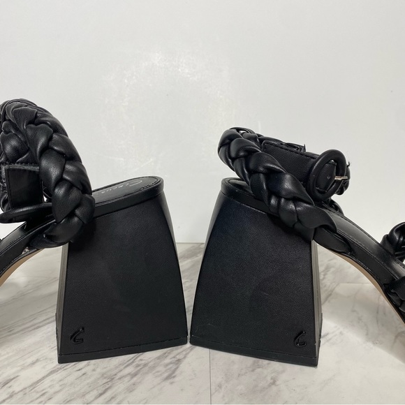 Circus Sam Edelman Mable Black Faux Leather Braided Block Heel Sandal 9 1/2 M - Picture 8 of 13